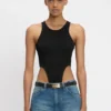Bodysuit med högt skuren benöppning i svart Bodysuit med högt skuren benöppning i svart