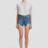 Distressed shorts i mellanblå tvätt Distressed shorts i mellanblå tvätt