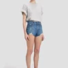 Distressed shorts i mellanblå tvätt Distressed shorts i mellanblå tvätt