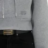 Kort, strukturerad hoodie i gråmelerat Kort, strukturerad hoodie i gråmelerat