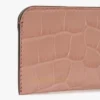 Kortfodral i rosa läder med krokodilprägling