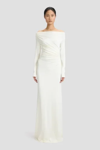 Off-shoulder-klänning i elfenben