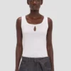Split tank top i vitt