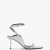 The Victoria-sandal med stilettklack 75 i magnesiumfärgad satin The Victoria-sandal med stilettklack 75 i magnesiumfärgad satin