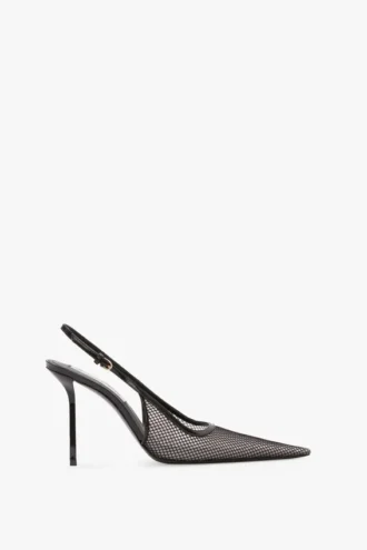 The Victoria stilett-slingback 100 i svart mesh