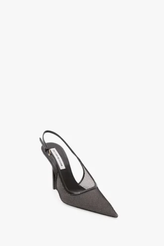 The Victoria stilett-slingback 100 i svart mesh