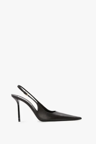 The Victoria stiletto slingback 100 i svart läder
