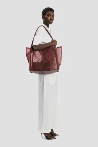 The Victoria tote bag large i burgundy mesh