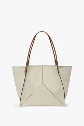 The Victoria tote bag large i elfenbensfärgad canvas