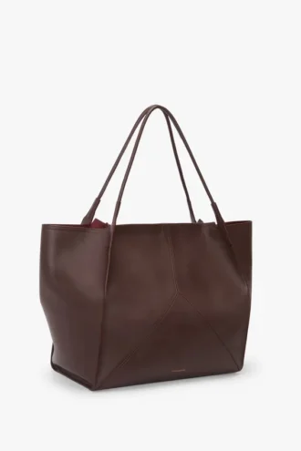 The Victoria Travel Tote-väska i vinrött läder