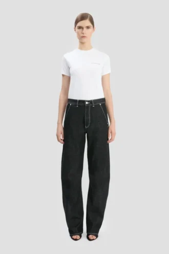Twisted slouch-jeans i tvättad svart